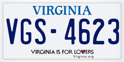 VA license plate VGS4623