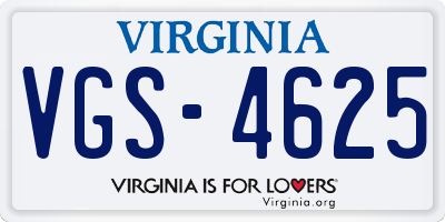 VA license plate VGS4625