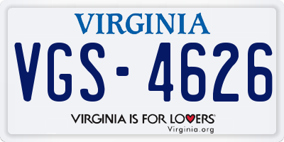 VA license plate VGS4626