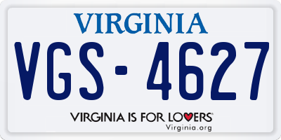 VA license plate VGS4627