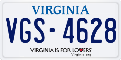 VA license plate VGS4628