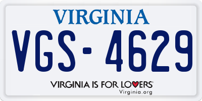 VA license plate VGS4629