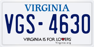 VA license plate VGS4630