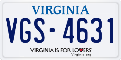 VA license plate VGS4631