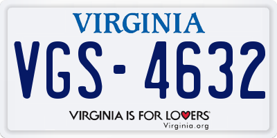 VA license plate VGS4632