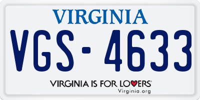 VA license plate VGS4633