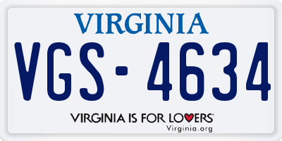 VA license plate VGS4634