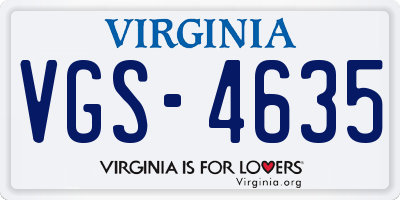 VA license plate VGS4635