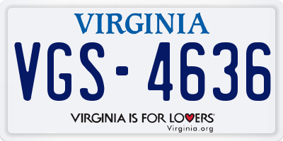VA license plate VGS4636