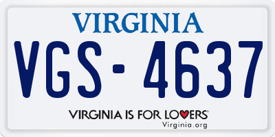 VA license plate VGS4637