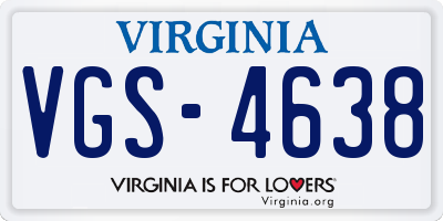 VA license plate VGS4638