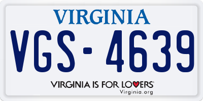 VA license plate VGS4639
