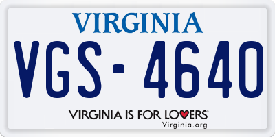 VA license plate VGS4640