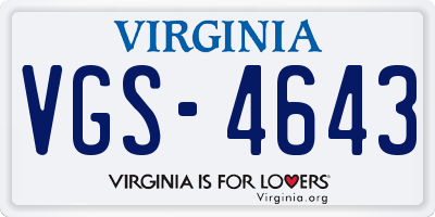 VA license plate VGS4643