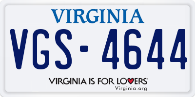 VA license plate VGS4644