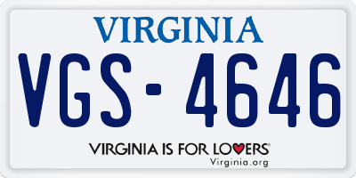 VA license plate VGS4646