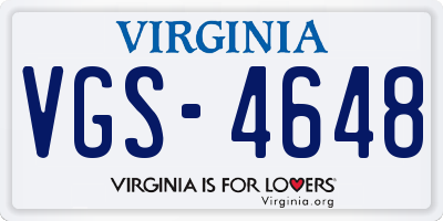 VA license plate VGS4648