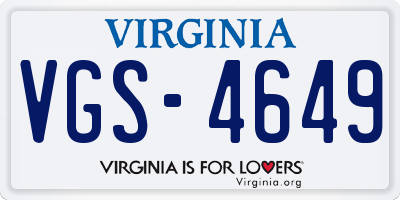 VA license plate VGS4649