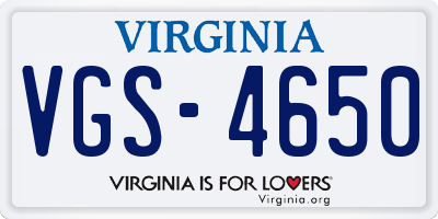 VA license plate VGS4650