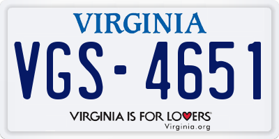 VA license plate VGS4651
