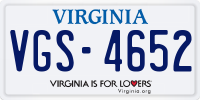 VA license plate VGS4652