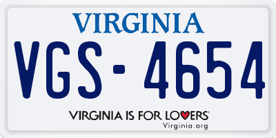 VA license plate VGS4654