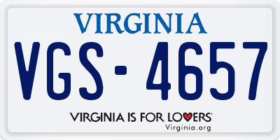 VA license plate VGS4657