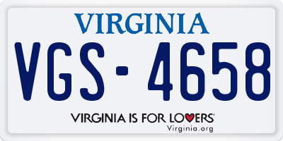 VA license plate VGS4658