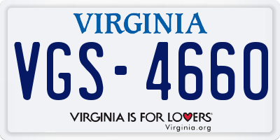 VA license plate VGS4660
