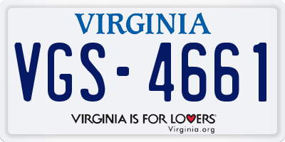 VA license plate VGS4661