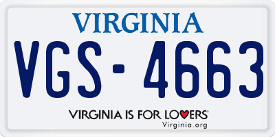 VA license plate VGS4663