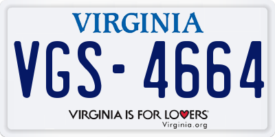 VA license plate VGS4664