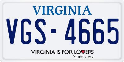 VA license plate VGS4665