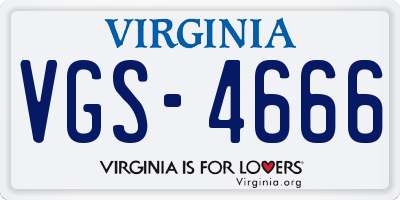 VA license plate VGS4666