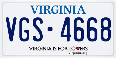 VA license plate VGS4668