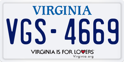 VA license plate VGS4669