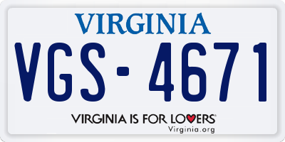 VA license plate VGS4671