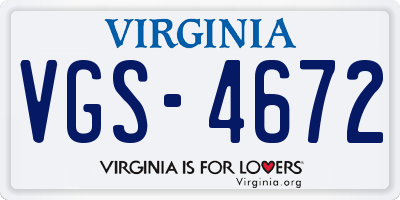 VA license plate VGS4672