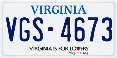 VA license plate VGS4673