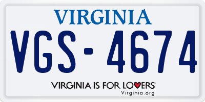 VA license plate VGS4674