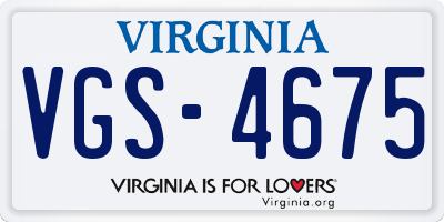 VA license plate VGS4675