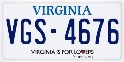 VA license plate VGS4676