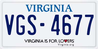 VA license plate VGS4677