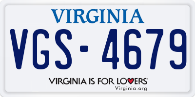 VA license plate VGS4679