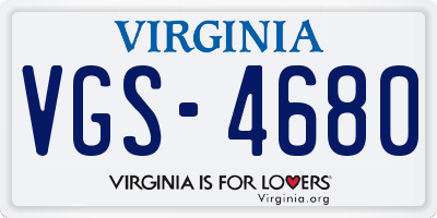 VA license plate VGS4680