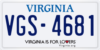 VA license plate VGS4681