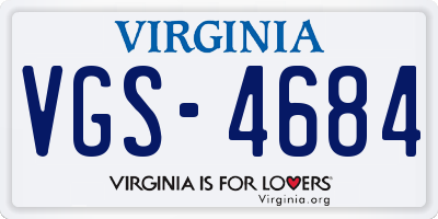 VA license plate VGS4684