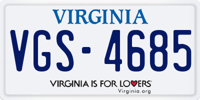 VA license plate VGS4685