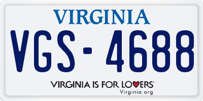 VA license plate VGS4688