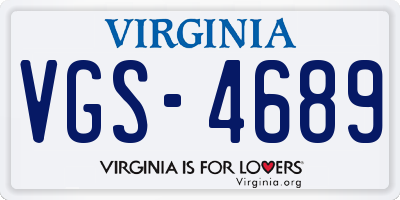 VA license plate VGS4689